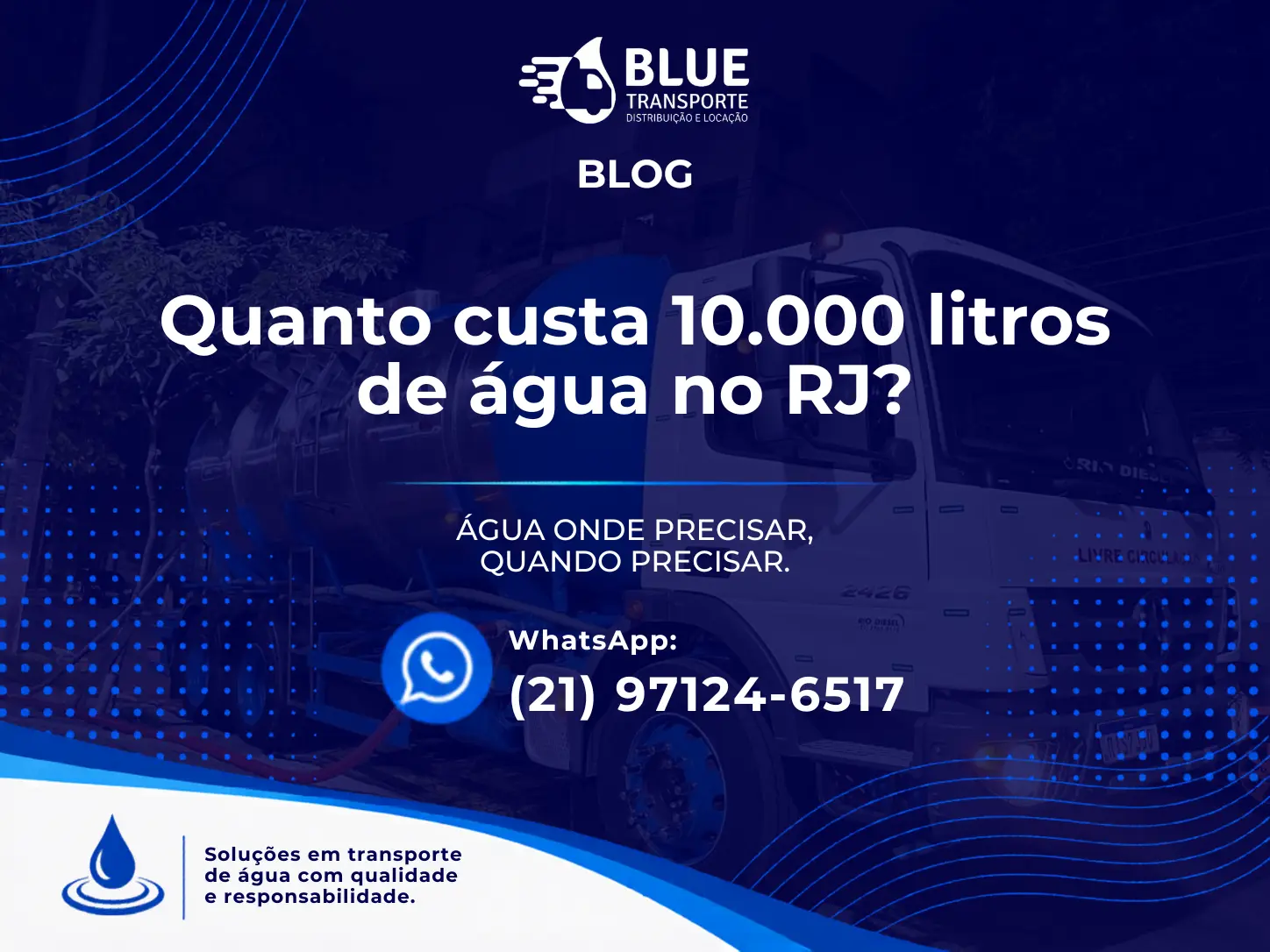 Quanto custa 10.000 litros de água em caminhão pipa no RJ?